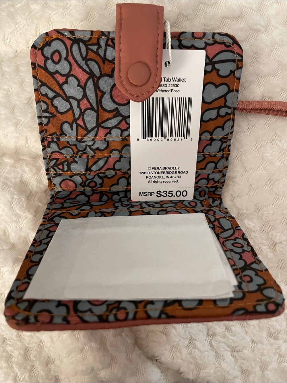 Quilted Compact Wallet - Rust Brown - Picture 3 of 6